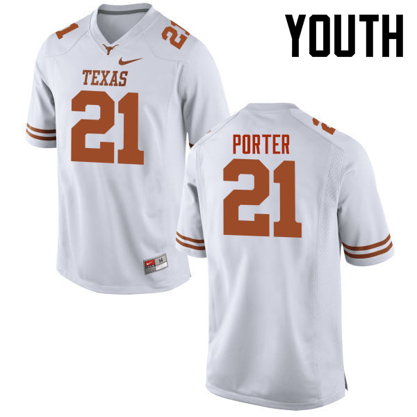 Youth #21 Kyle Porter Texas Longhorns College Football Jerseys-White